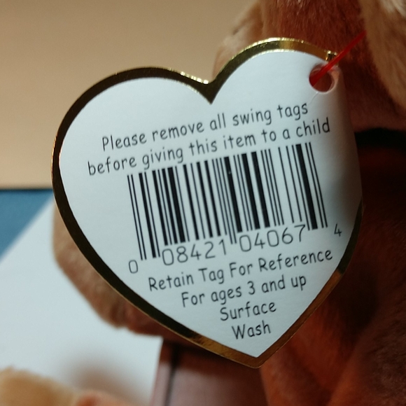 RARE 1995 BONGO TY Beanie Baby Brown Tan Ears- Face-Feet-Hands-Tail #4067 Retire - Picture 13 of 17
